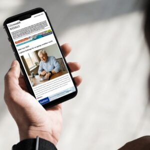 Picture of a person reading the Citywealth Weekly on mobile