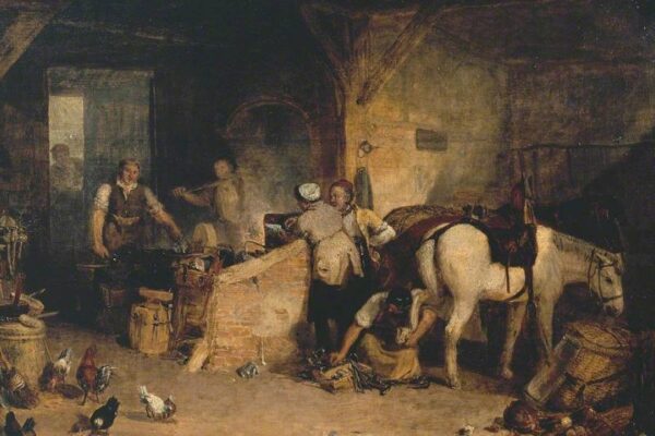 Picture of J. M. W. Turner, “A Country Blacksmith Disputing upon the Price of Iron, and the Price Charged to the Butcher for Shoeing his Poney”, 1807, Tate Britain. Public domain.