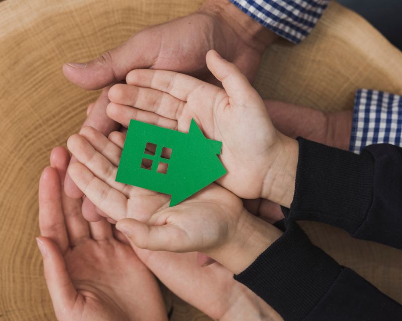 Picutre of hands with green house