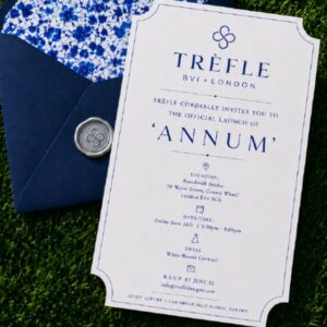 Picture of the invite of ANNUM by TRÈFLE, our Caribbean-British lifestyle brand, as we unveil the first chapter of our exclusive capsule collection in a unique exhibition-style showcase.