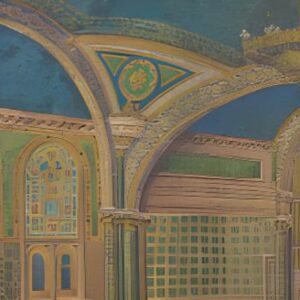 picture of interiors from the studios of the visionary American artist Louis Comfort Tiffany, hallmarks of the Gilded Age, began as drawings created by the many talented designers in Tiffany’s studios.